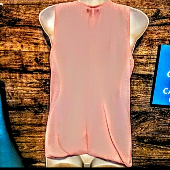 Metaphor Top Size S Pink Chiffon Beaded Slit Back - Picture 2 of 11